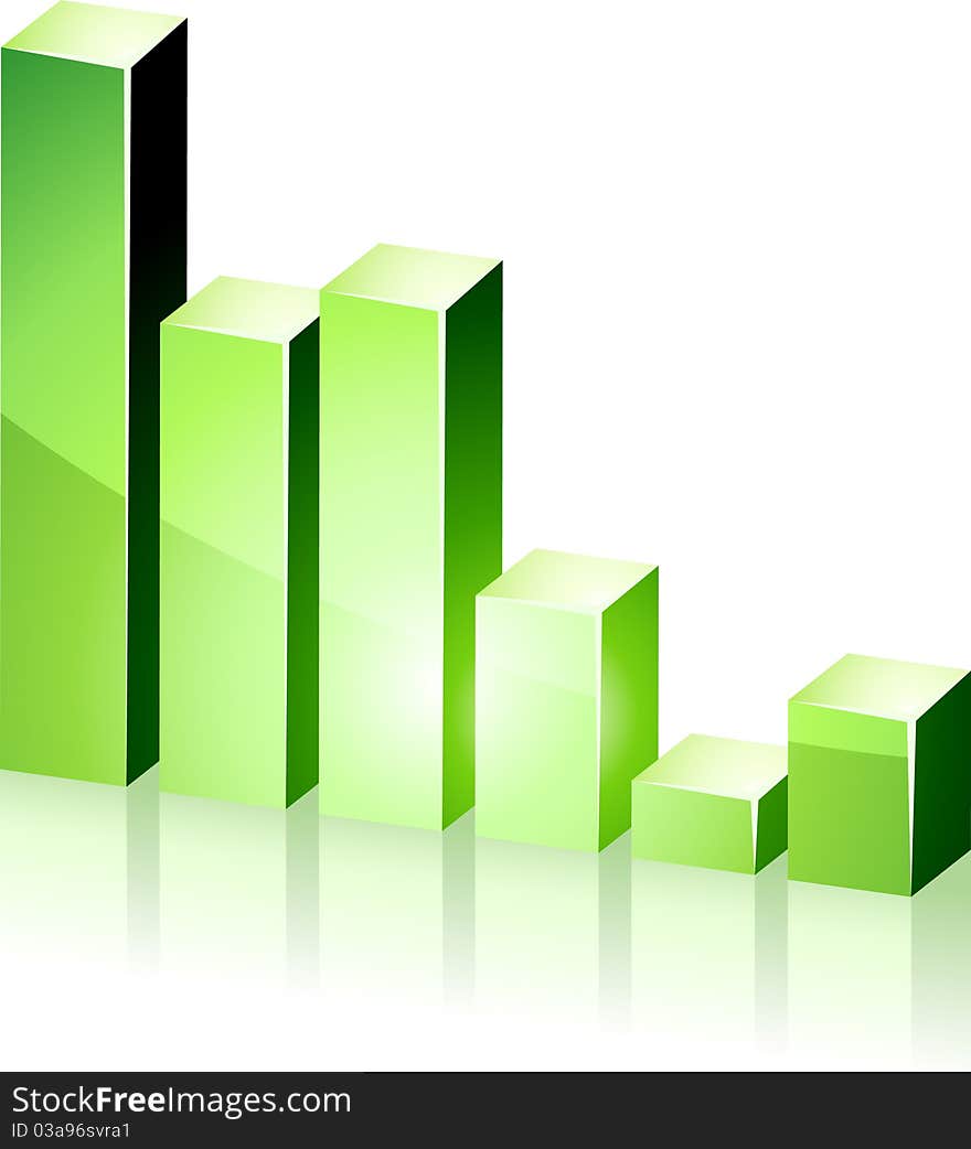 Vector bright 3d green  graph. Vector bright 3d green  graph.