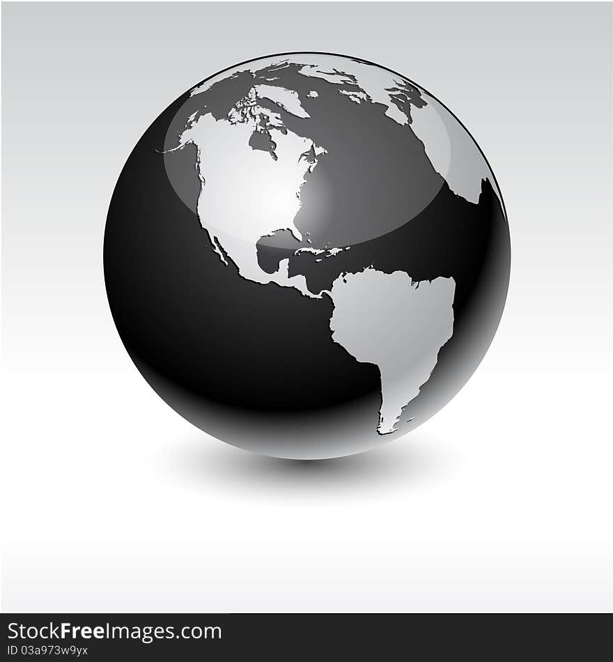 Black high-detailed earth ball. Vector. Black high-detailed earth ball. Vector.