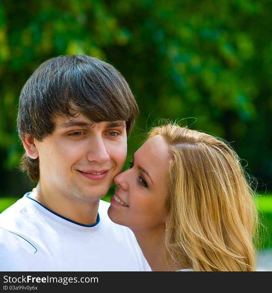 Boy and girl after the kiss look absolutely happy. Boy and girl after the kiss look absolutely happy