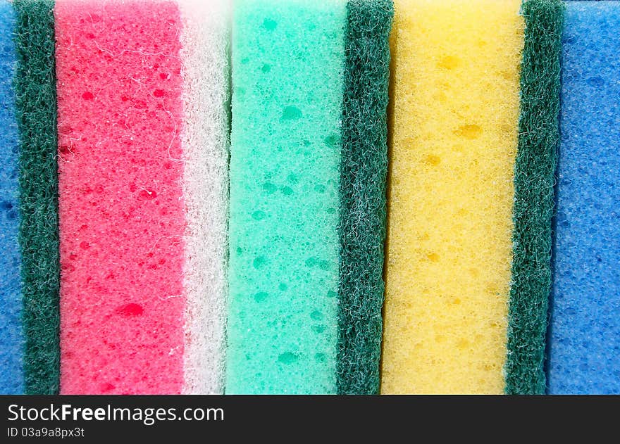 Colorful sponges closeup horizontal  picture.