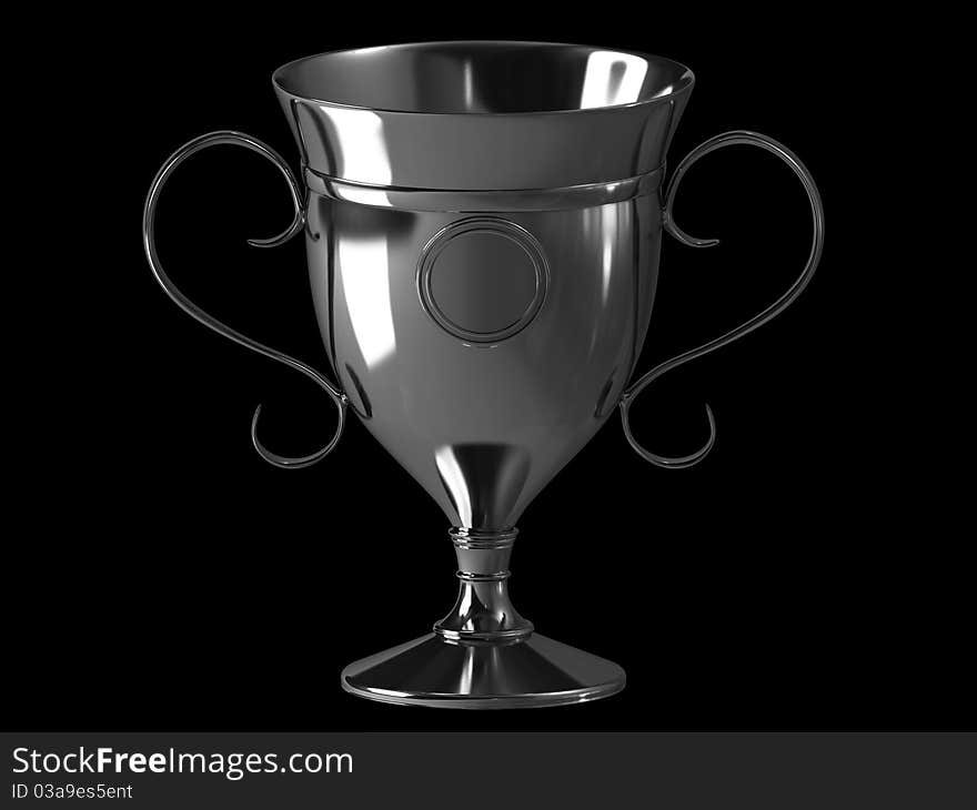 Silver Cup winner with handles on a black background