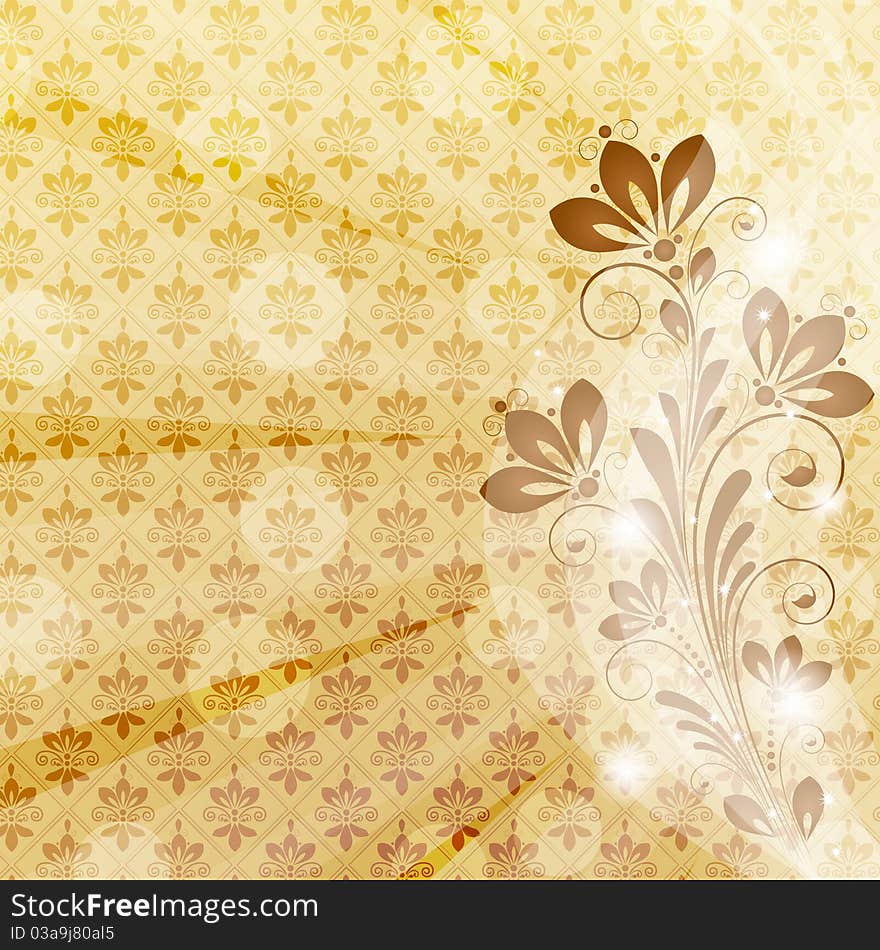 Vintage floral background with decorative flowers for design. Vintage floral background with decorative flowers for design