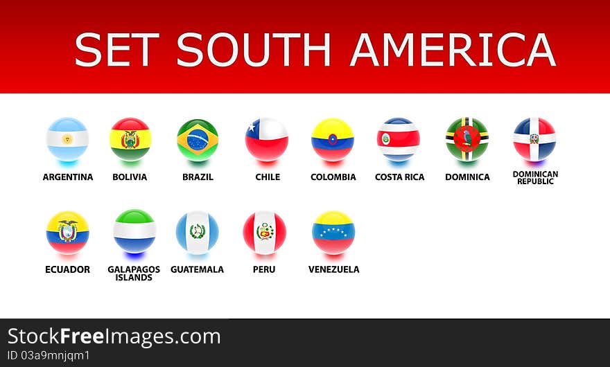 Set South America Flags