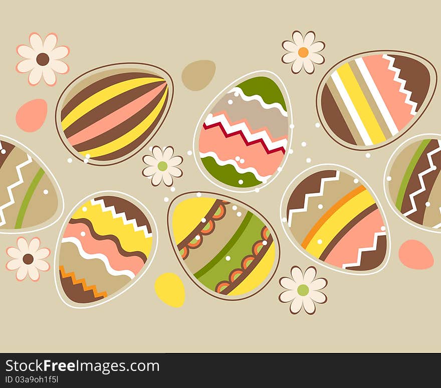 Seamless Horizontal Easter Pattern With Eggs