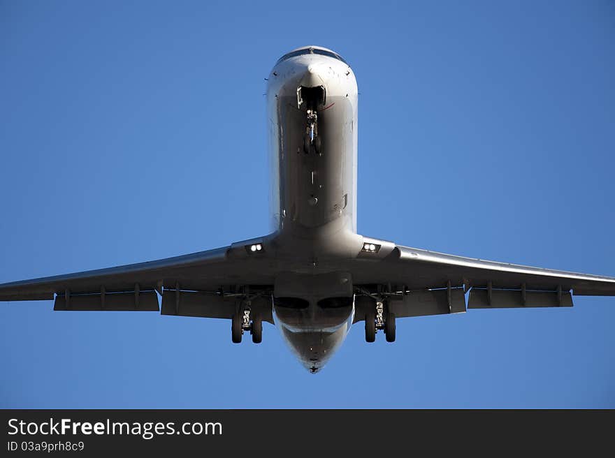 Front part of an airplane with two engines. Front part of an airplane with two engines