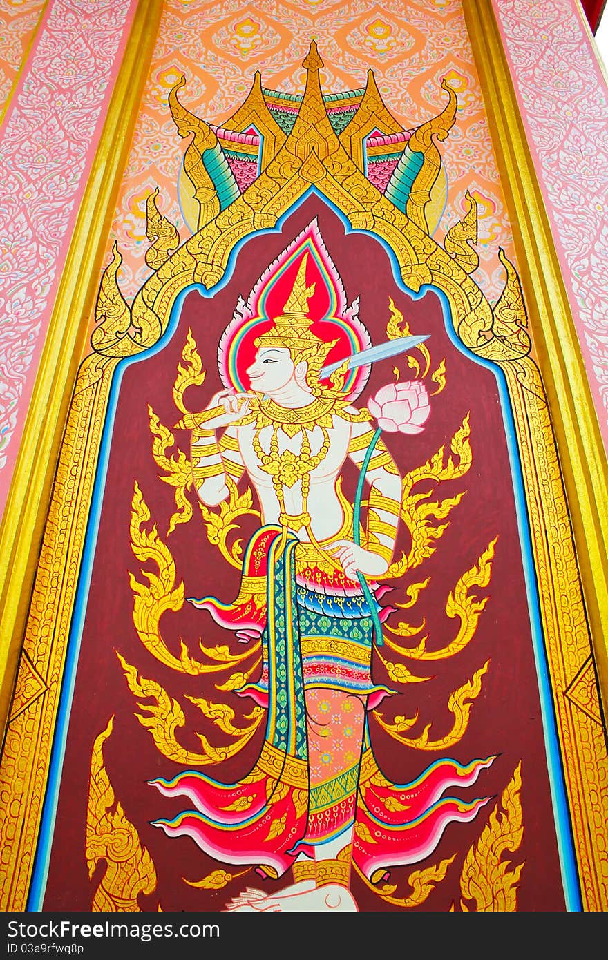 Thai colorful painting about Thai angel. Thai colorful painting about Thai angel