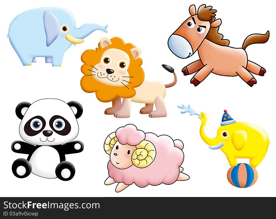 Funny monsters cartoon set - animal. Funny monsters cartoon set - animal