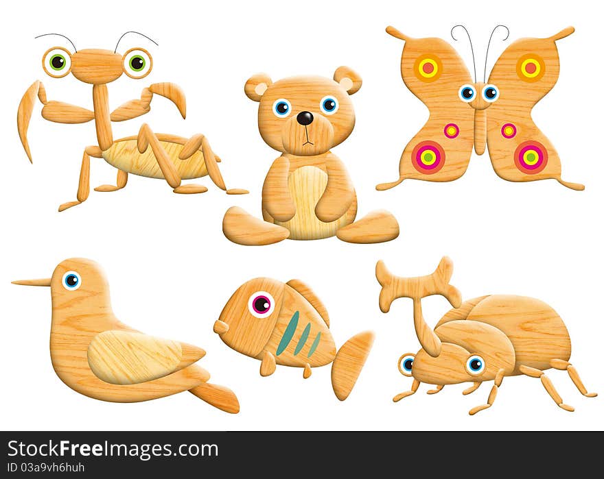 Funny monsters cartoon set - insect. Funny monsters cartoon set - insect