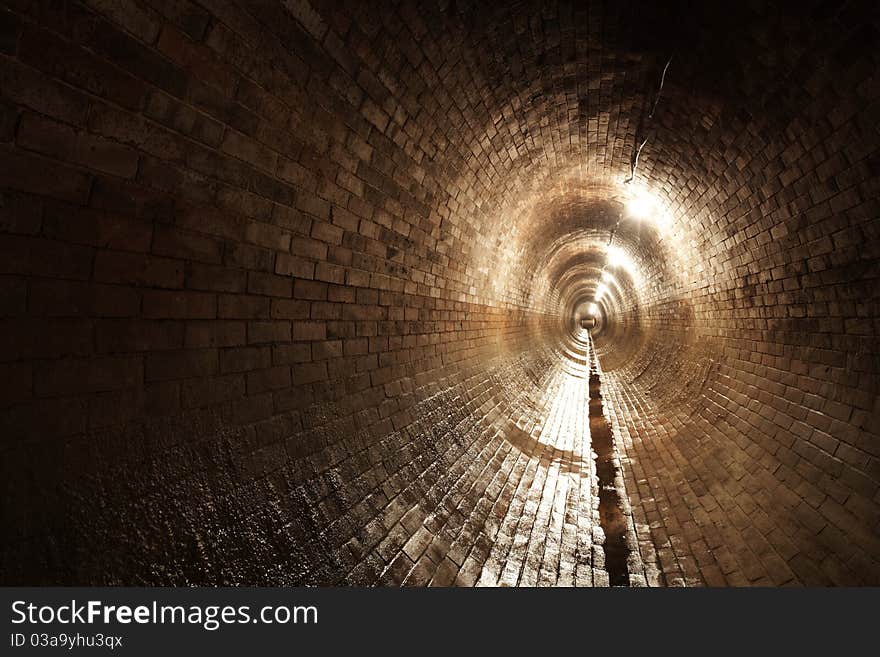 Underground old waste system in Prague, Czech republic.