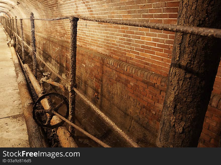 Underground old waste system in Prague, Czech republic.