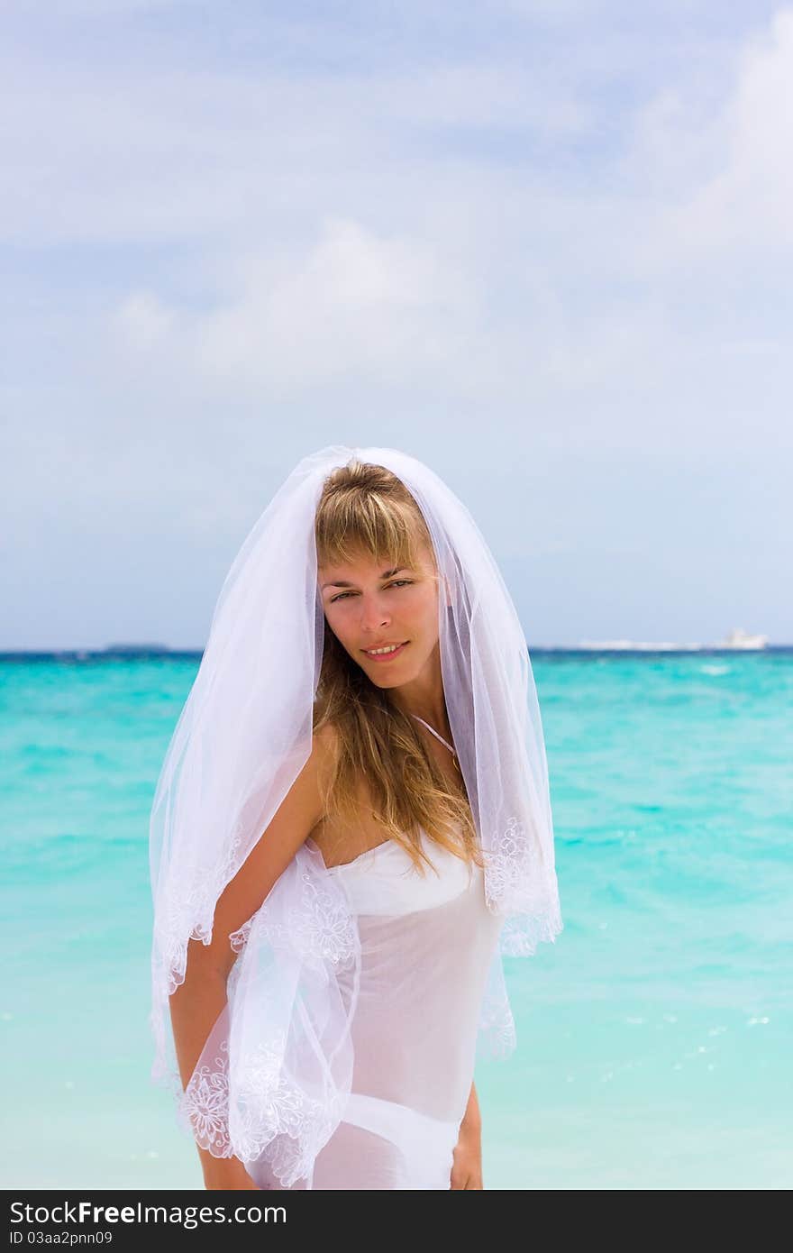 Bride on a tropical beach