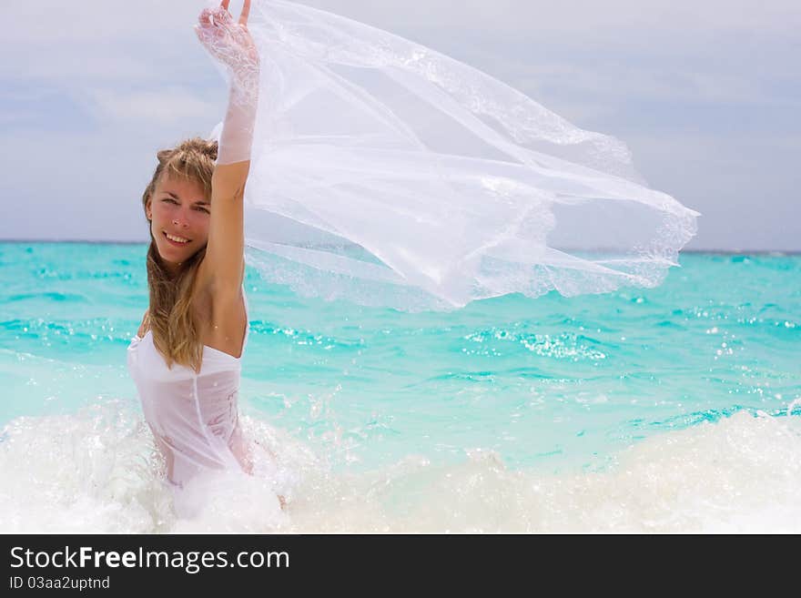 Bride on a tropical beach