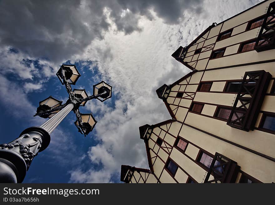 Lighting Column By Half-timbered House