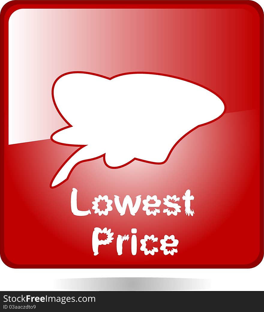 Red icon lowest sign price isolated on white. Red icon lowest sign price isolated on white