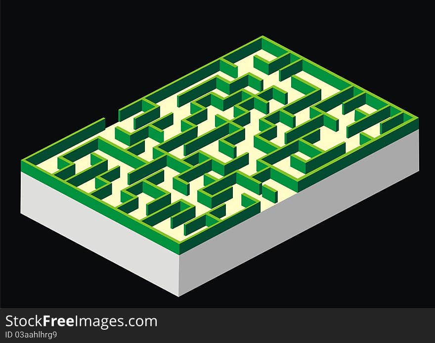 Man standing at the entrance of a huge maze - 3d render