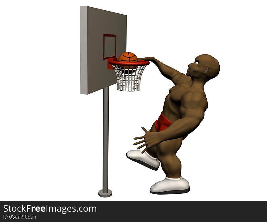 3d basketball player trying to made slam dunk