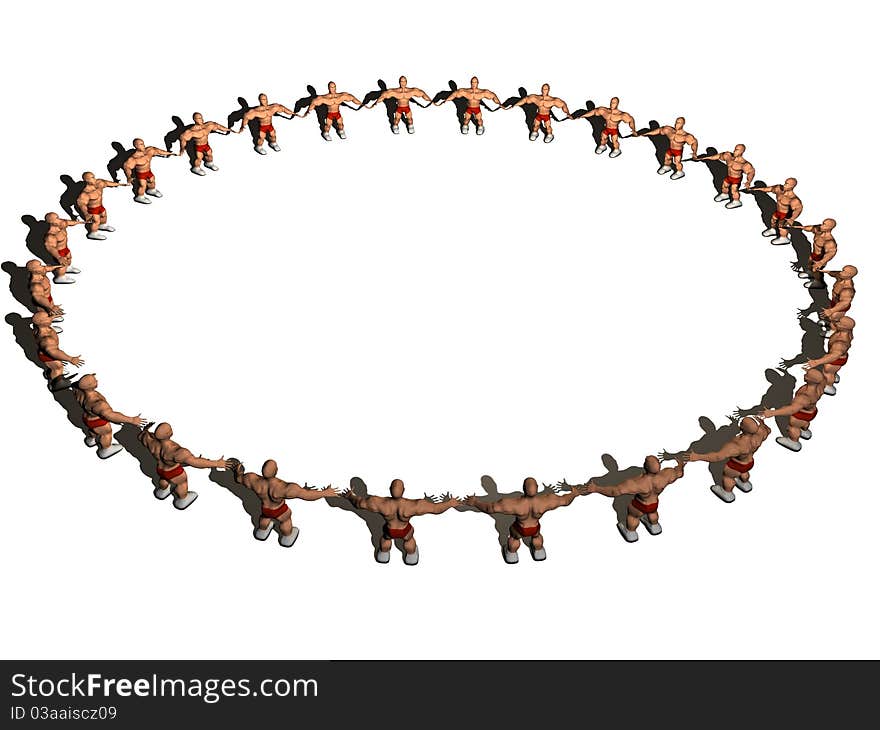 3d rendering of people circle. Three-dimensional Shape. 3d rendering of people circle. Three-dimensional Shape.