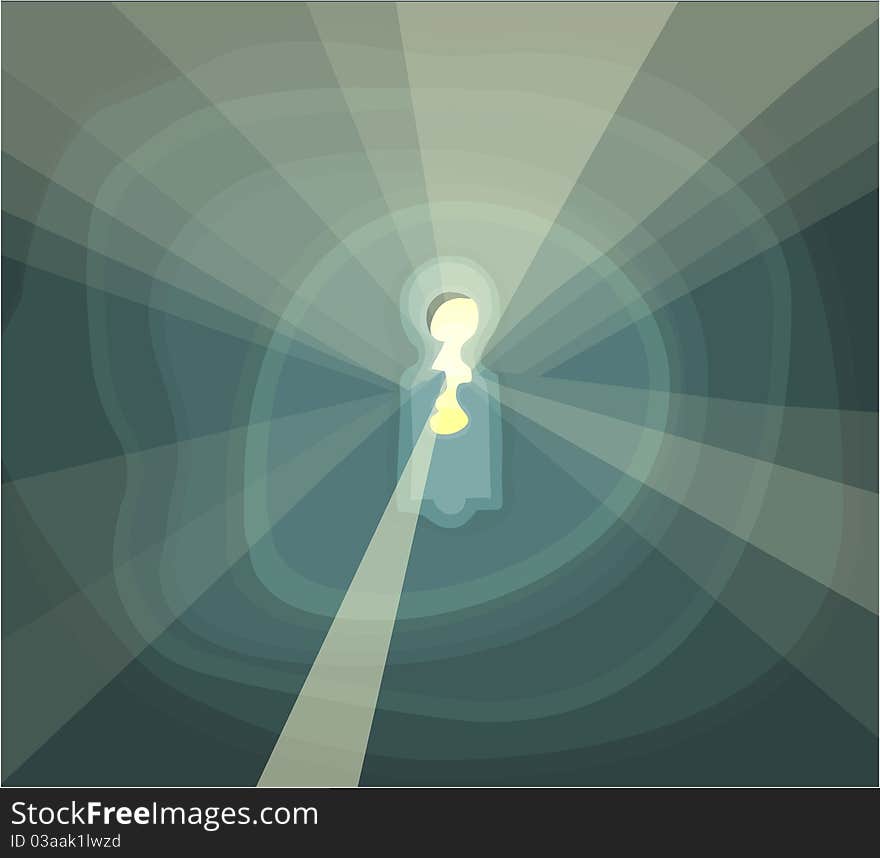 Picture of a keyhole and a rays of light