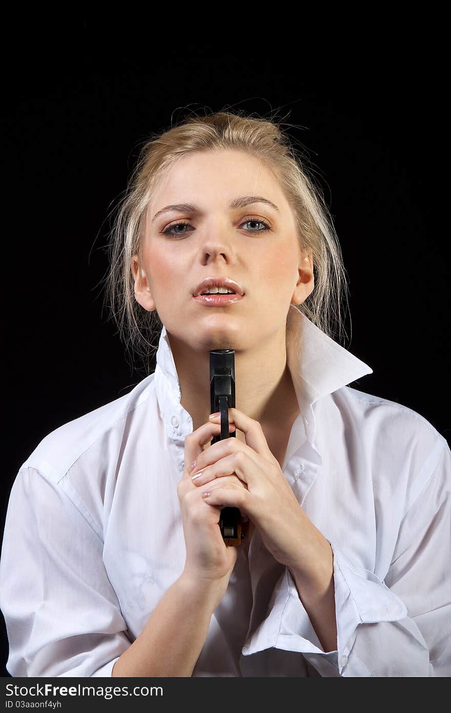 Businesswoman with gun