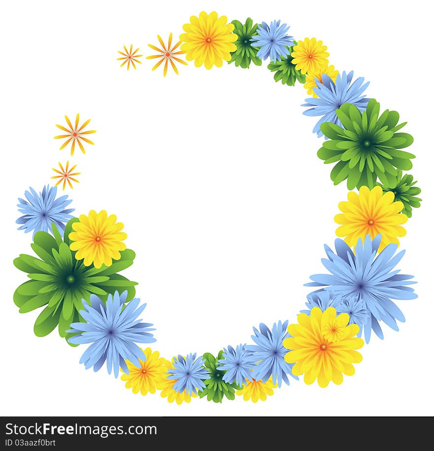 Garland of bright flowers. Vegetable frame. Garland of bright flowers. Vegetable frame.