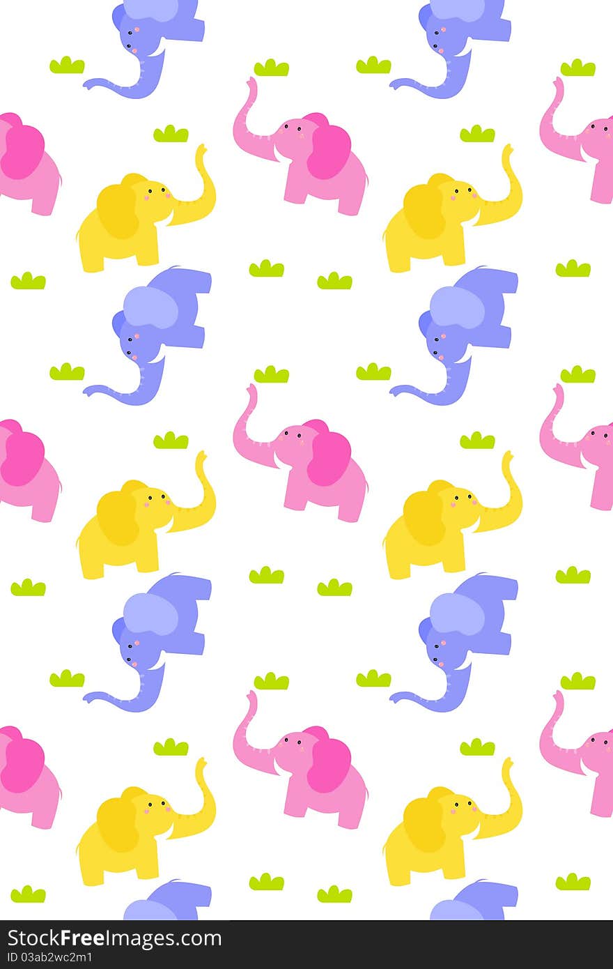 Seamless cute elephant background ,illustration