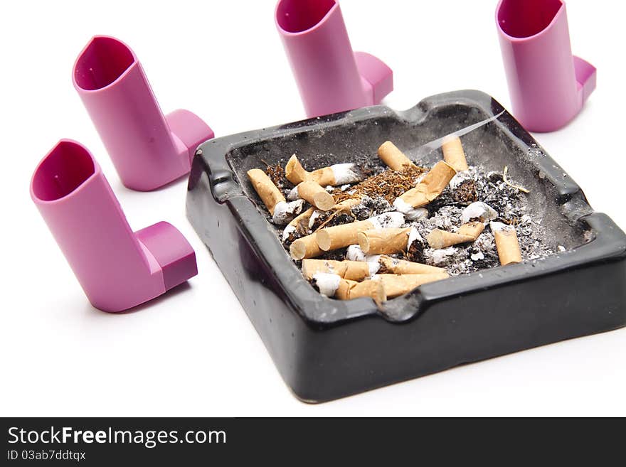 Ashtray with inhaler