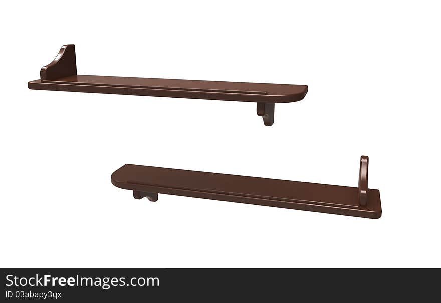 3d render of  wooden shelves on a white background. 3d render of  wooden shelves on a white background