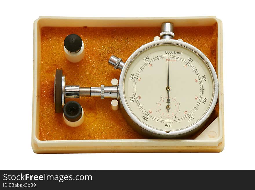 Instrument for measuring speed isolated on a white background