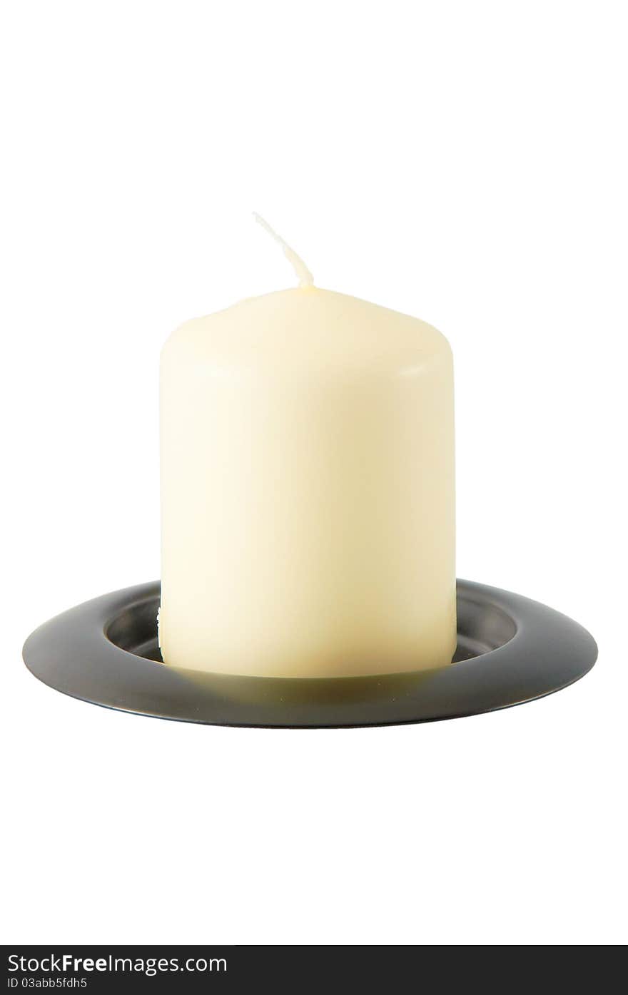 Large white candleisolated on a white background