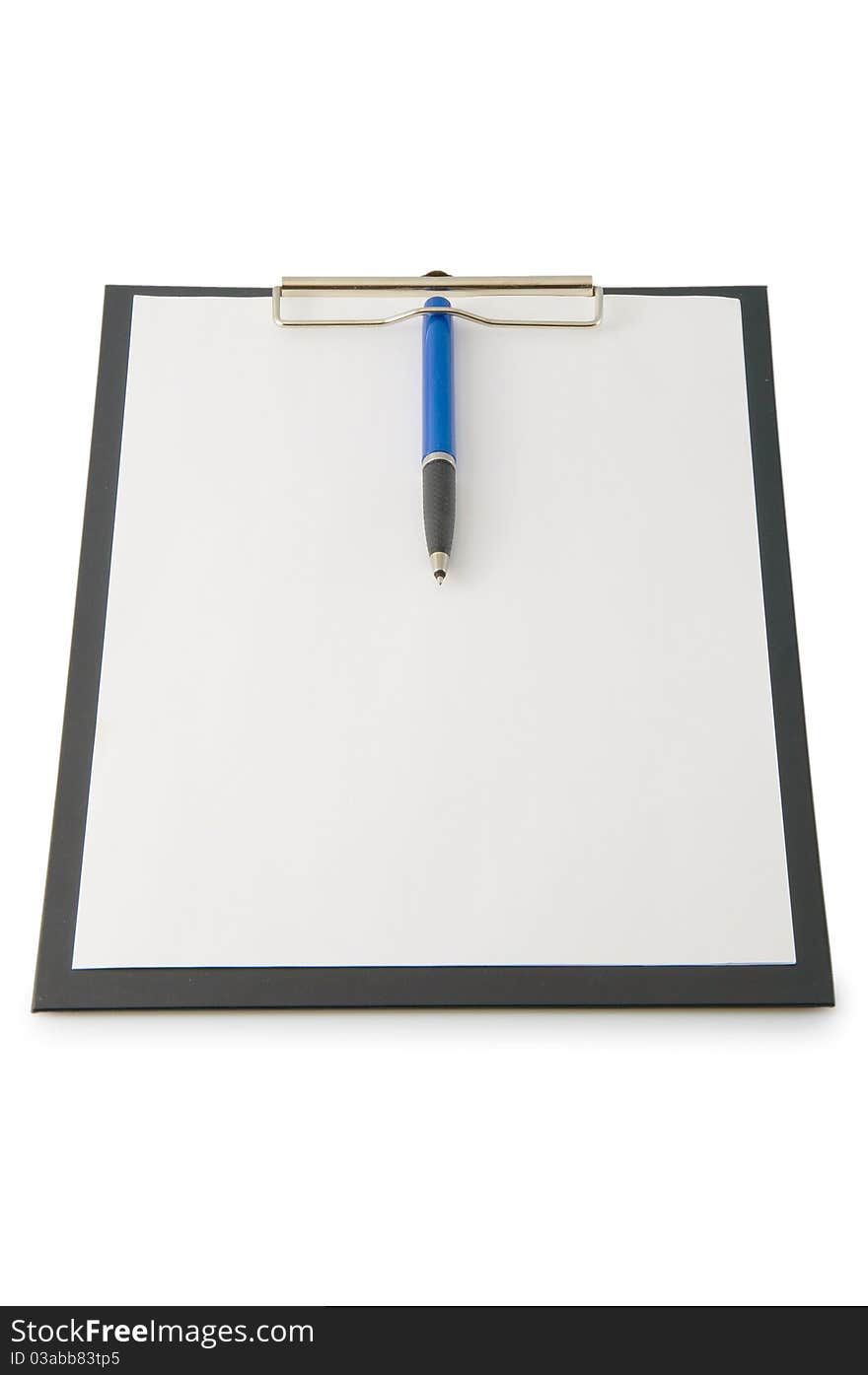 Clip board with blank papers isolated on a whute background. Clip board with blank papers isolated on a whute background