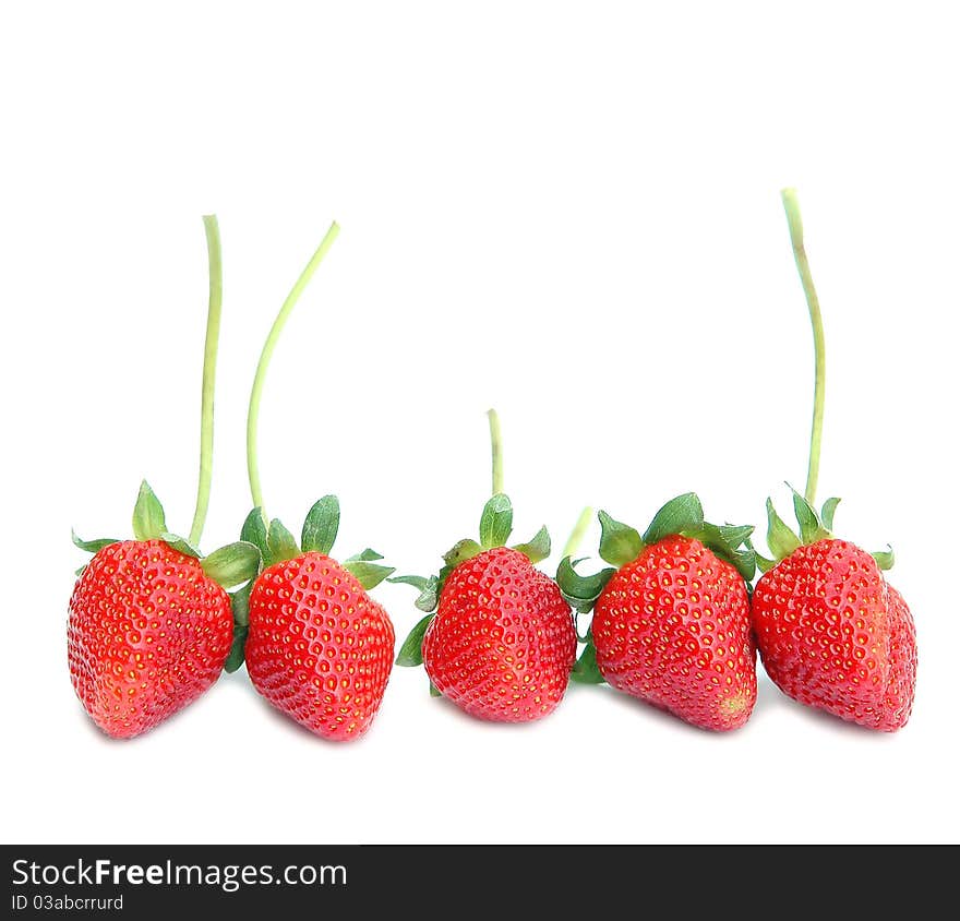 Fresh strawberry and white background