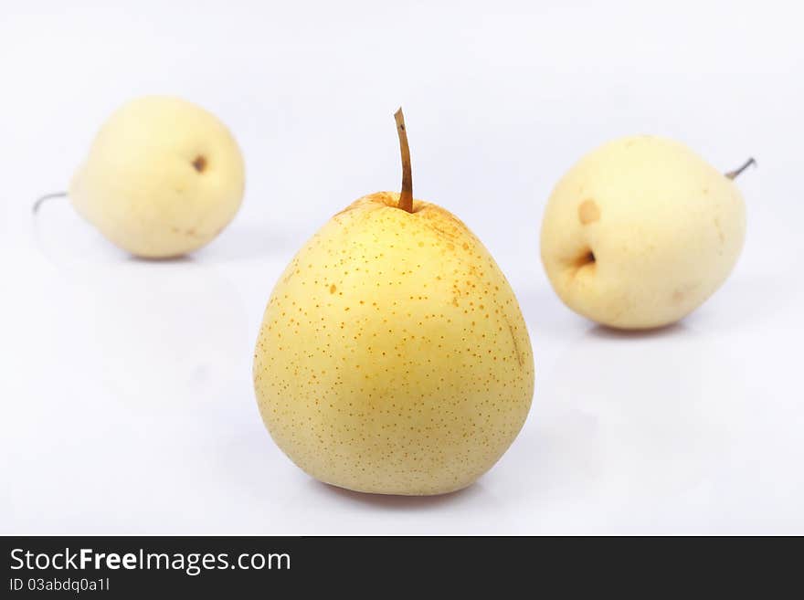 Indian Yellow pear on white background. Indian Yellow pear on white background