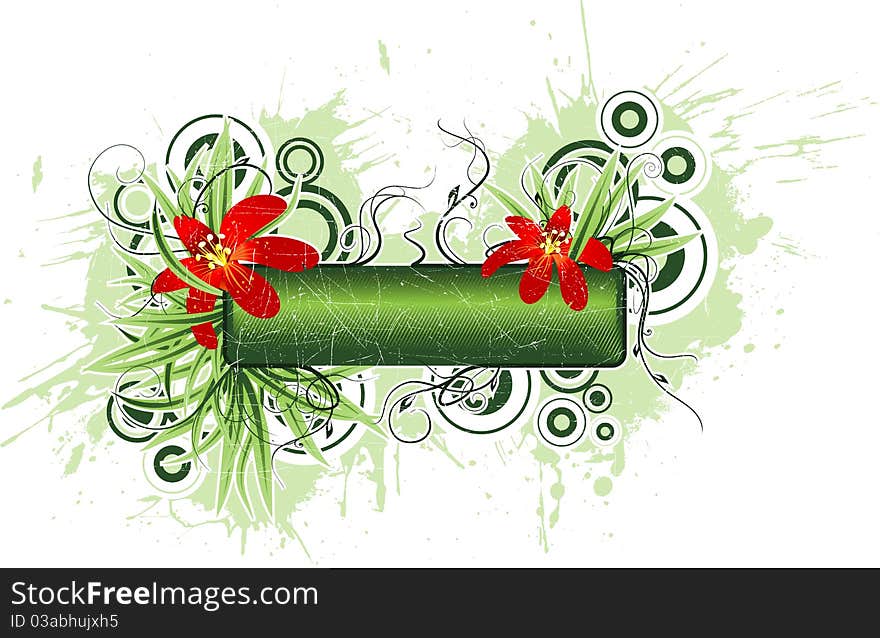 Floral background with design elemets for your advert text