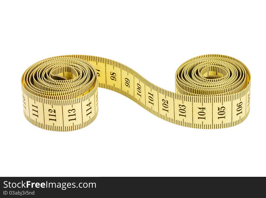 Yellow measuring tape isolated