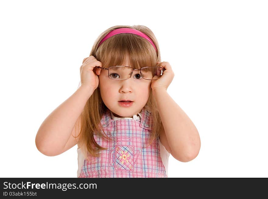 Little girl isolated on white background