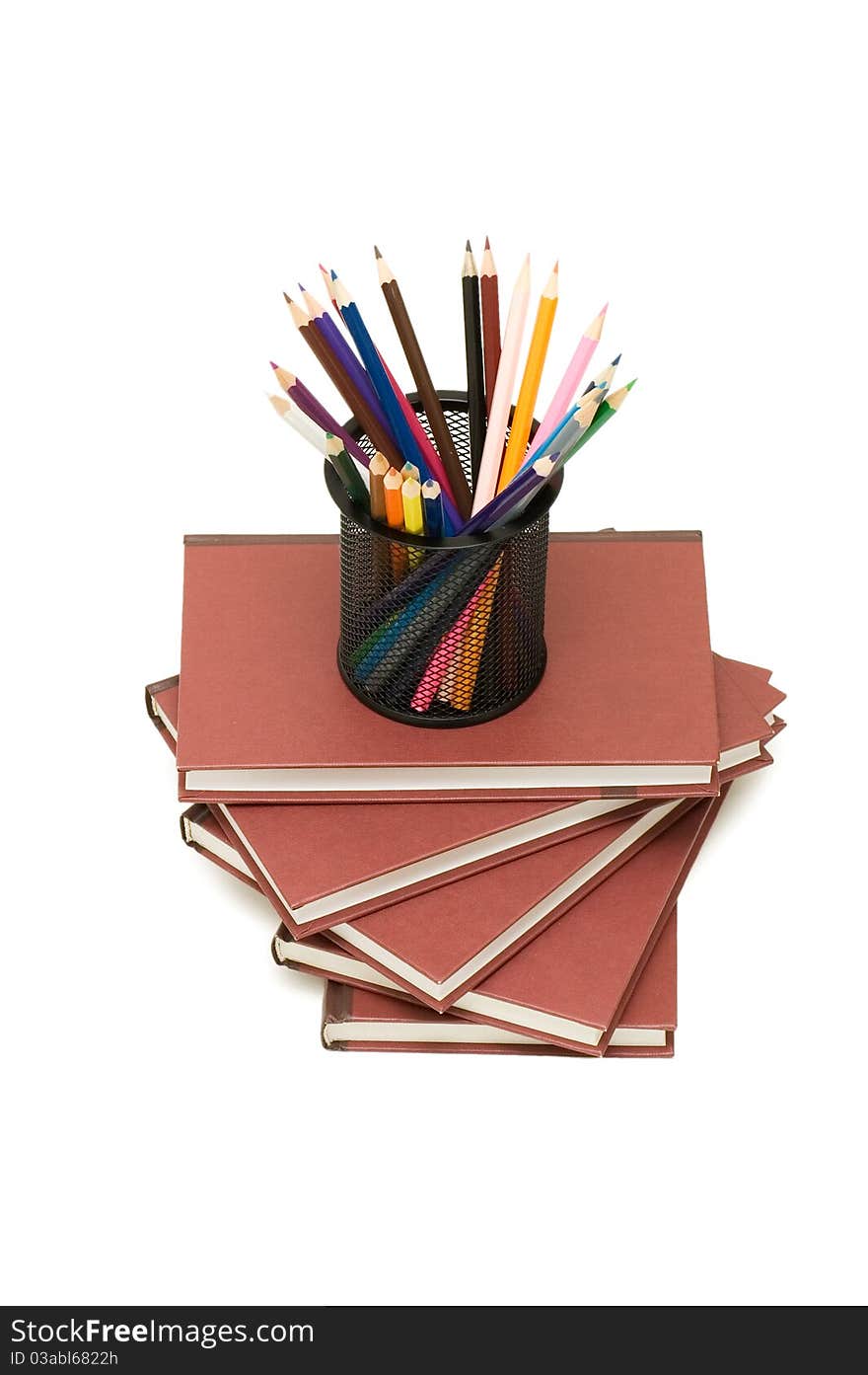 Back to school concept with books and pencils on white