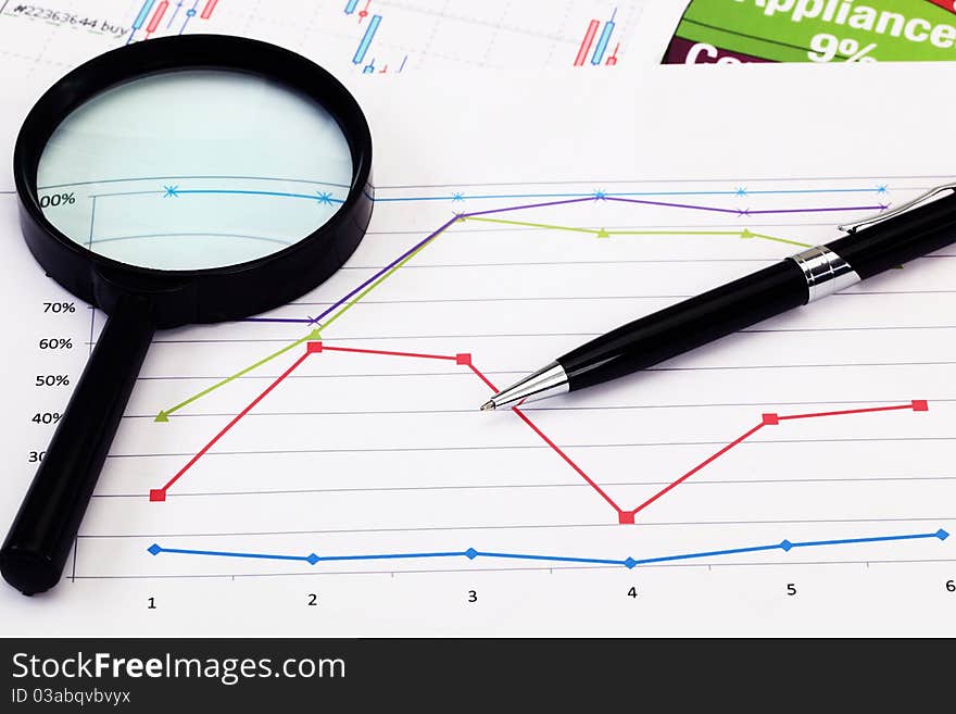 Financial charts and graphs on the table