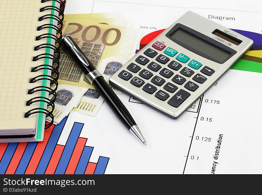 Financial charts and graphs on the table