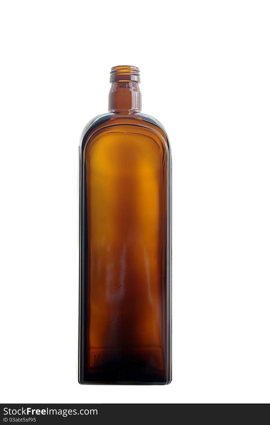 Transparent brown glass bottle