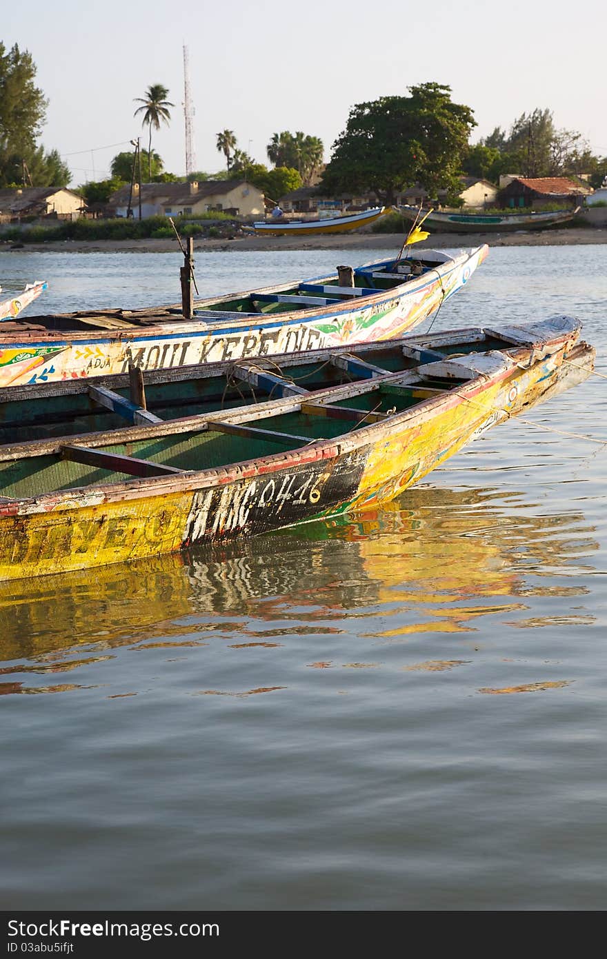 Fisher boats in the harbour of Saint Louis in Senegal. Fisher boats in the harbour of Saint Louis in Senegal