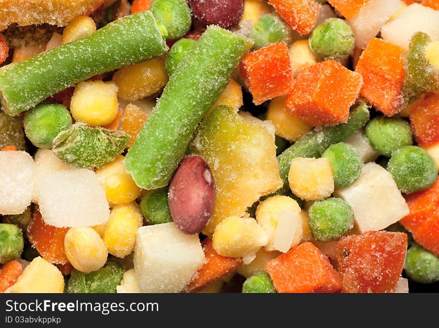 Background with colorful frozen vegetables