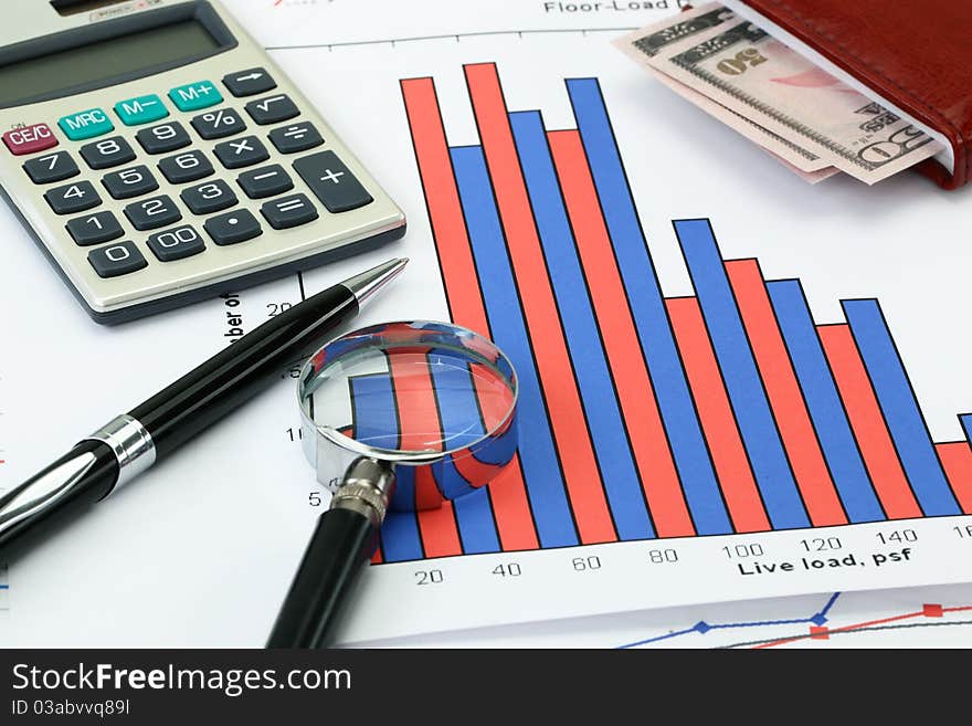 Financial charts and graphs on the table