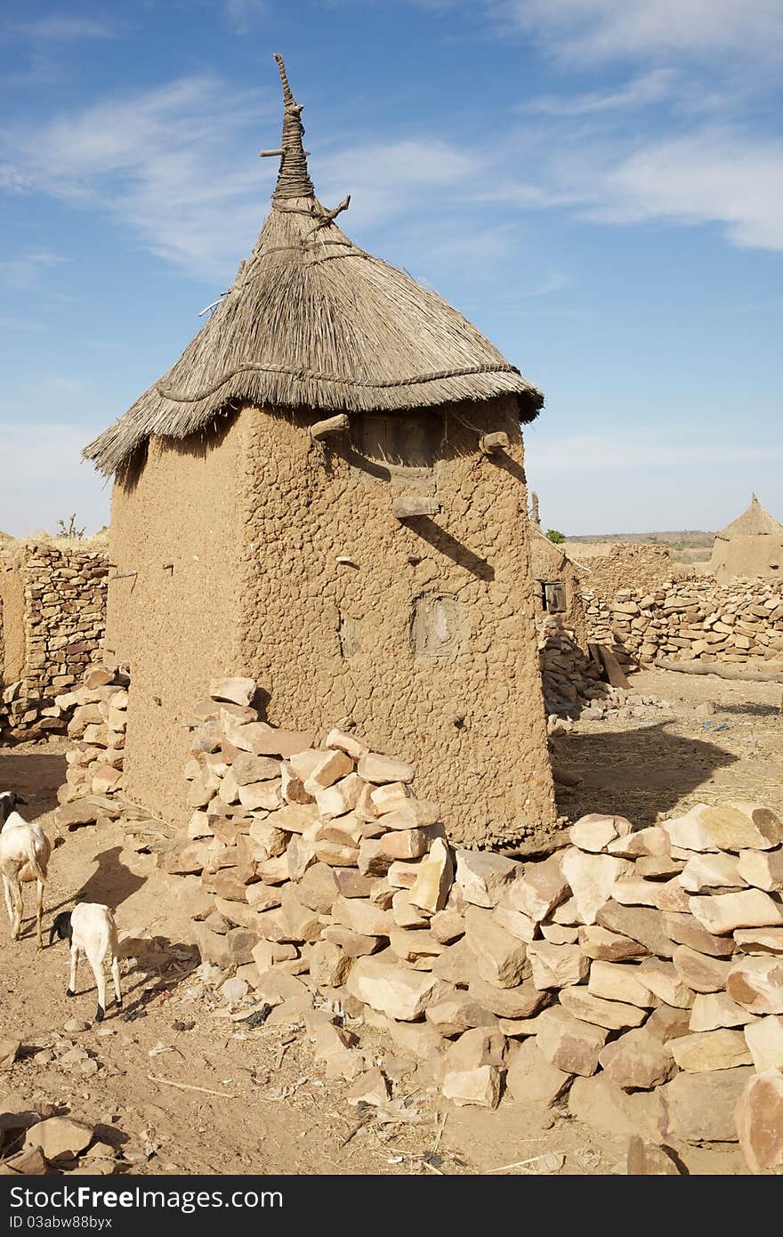 Typical roof and architecture of Dogon culture - located in Mali. Typical roof and architecture of Dogon culture - located in Mali