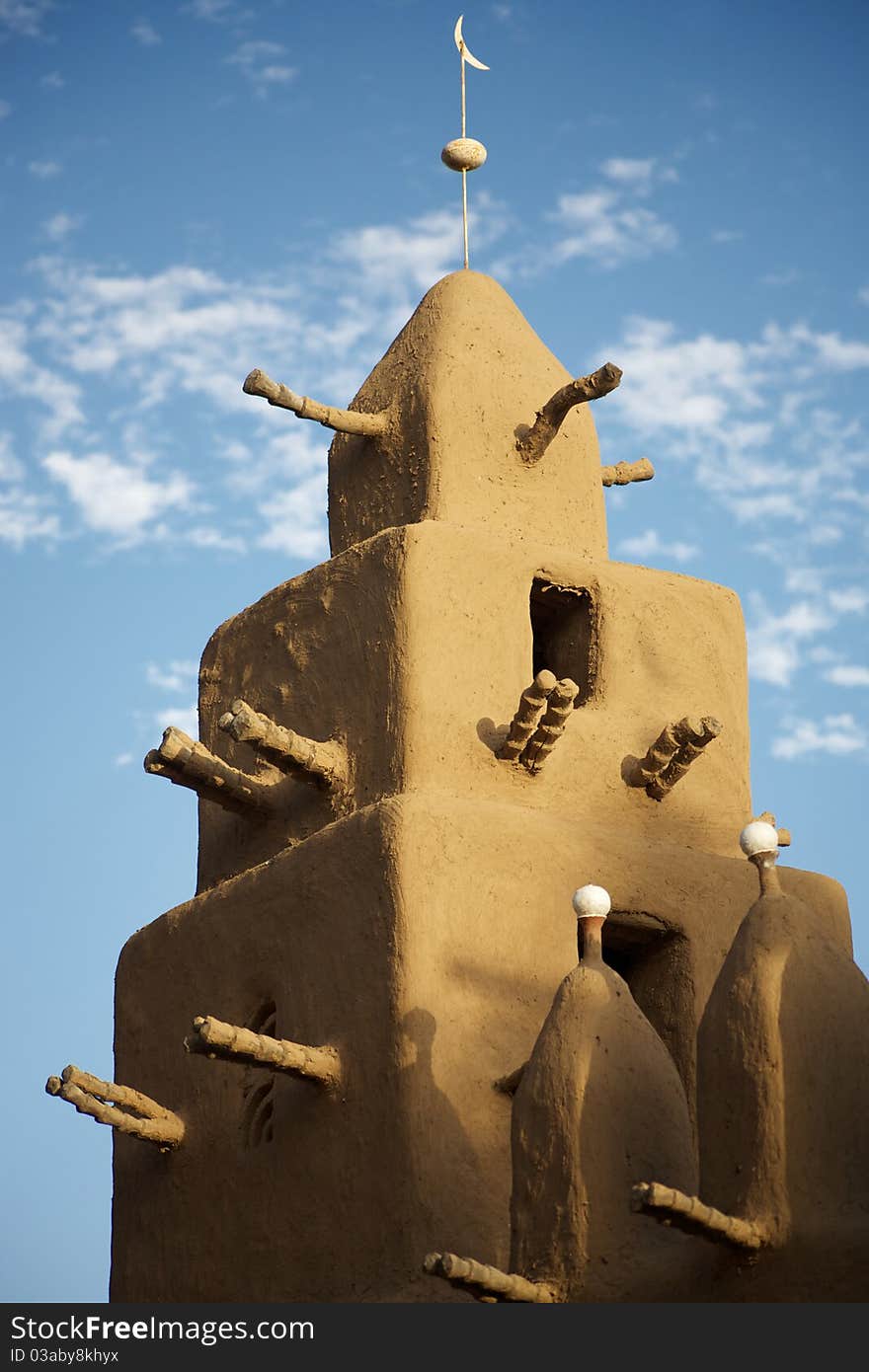 Roof of a mosque in The Bandiagara site with some beautiful Dogon architecture. Roof of a mosque in The Bandiagara site with some beautiful Dogon architecture