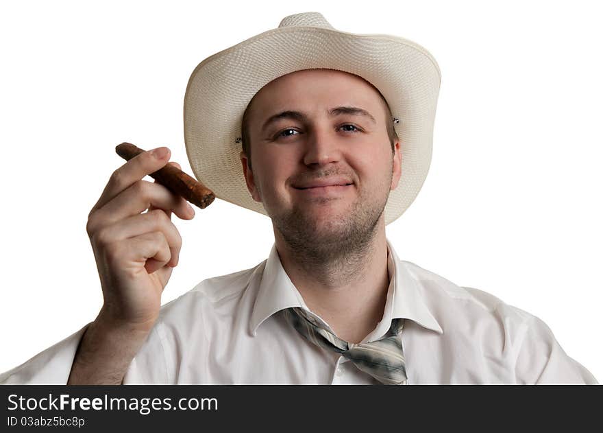 Man in a hat with a cigar