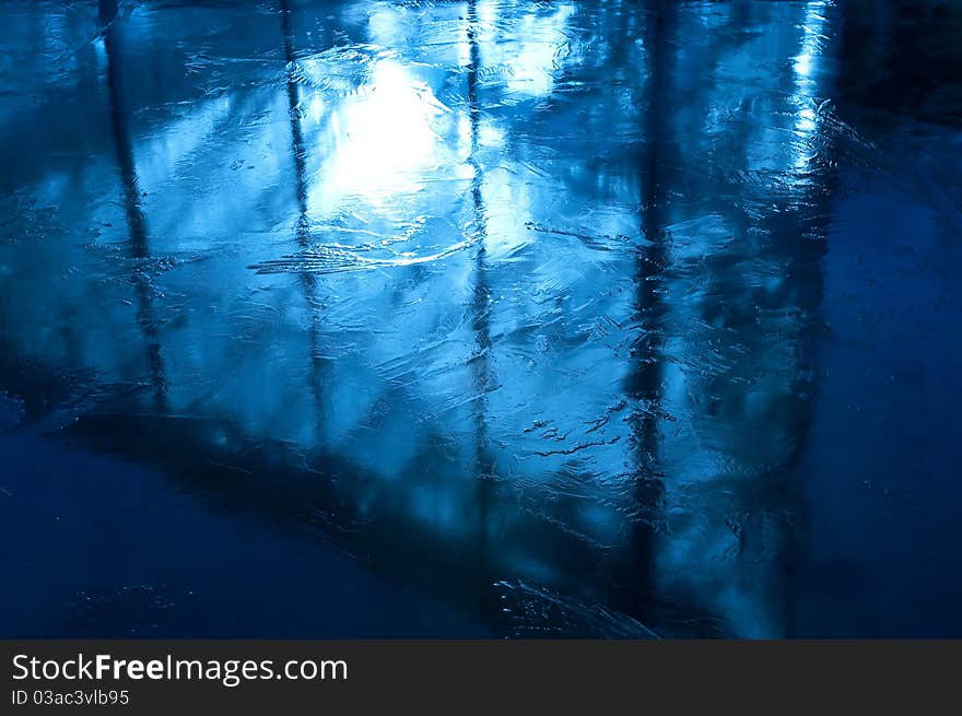 Reflection of a building in the ice. Reflection of a building in the ice.