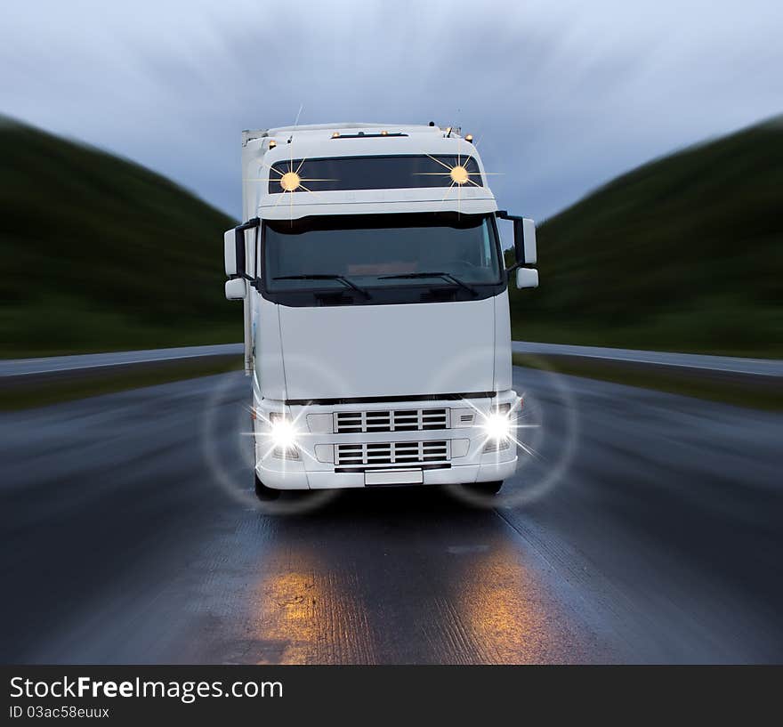 Motion Of White Truck