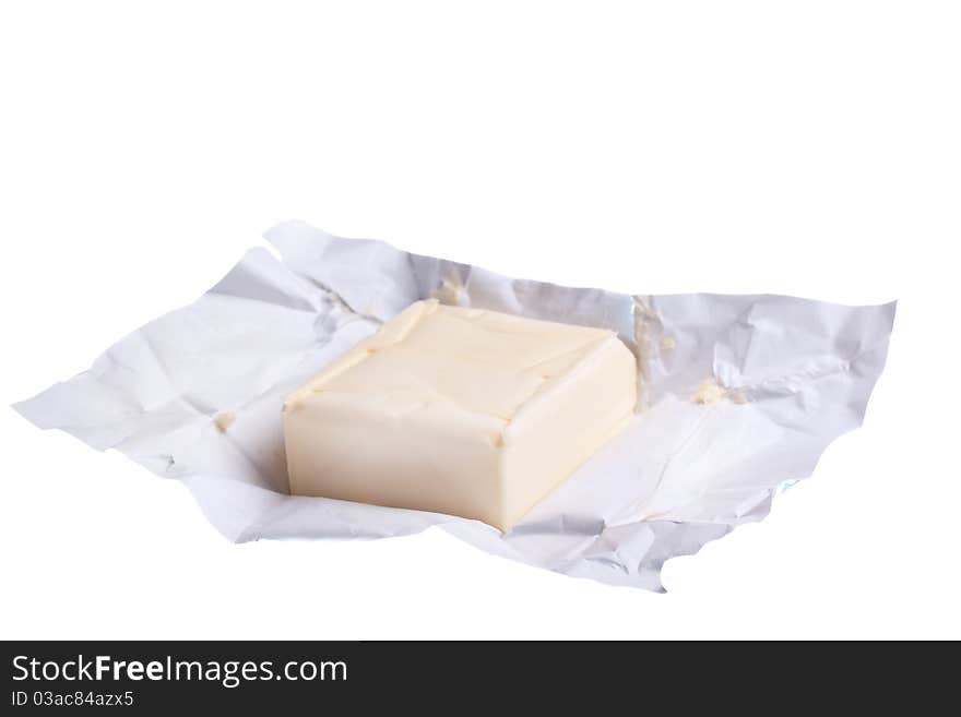 Open Block of Butter isolated. Open Block of Butter isolated