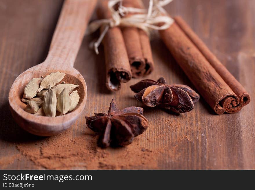 Cinnamon, anise, cardamom