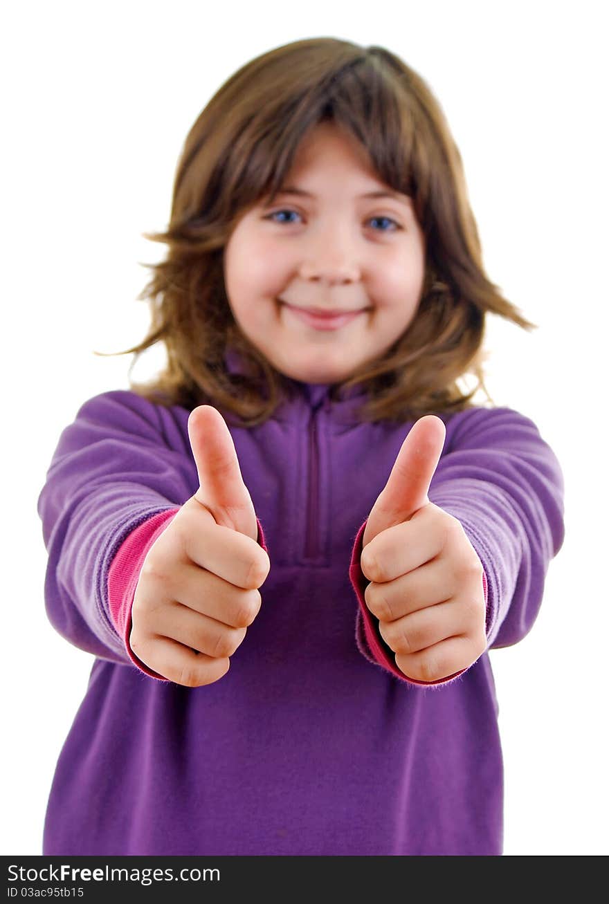 Little girl with thumb up